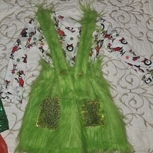 Girls' Grinch Suspender Boutique Dress!